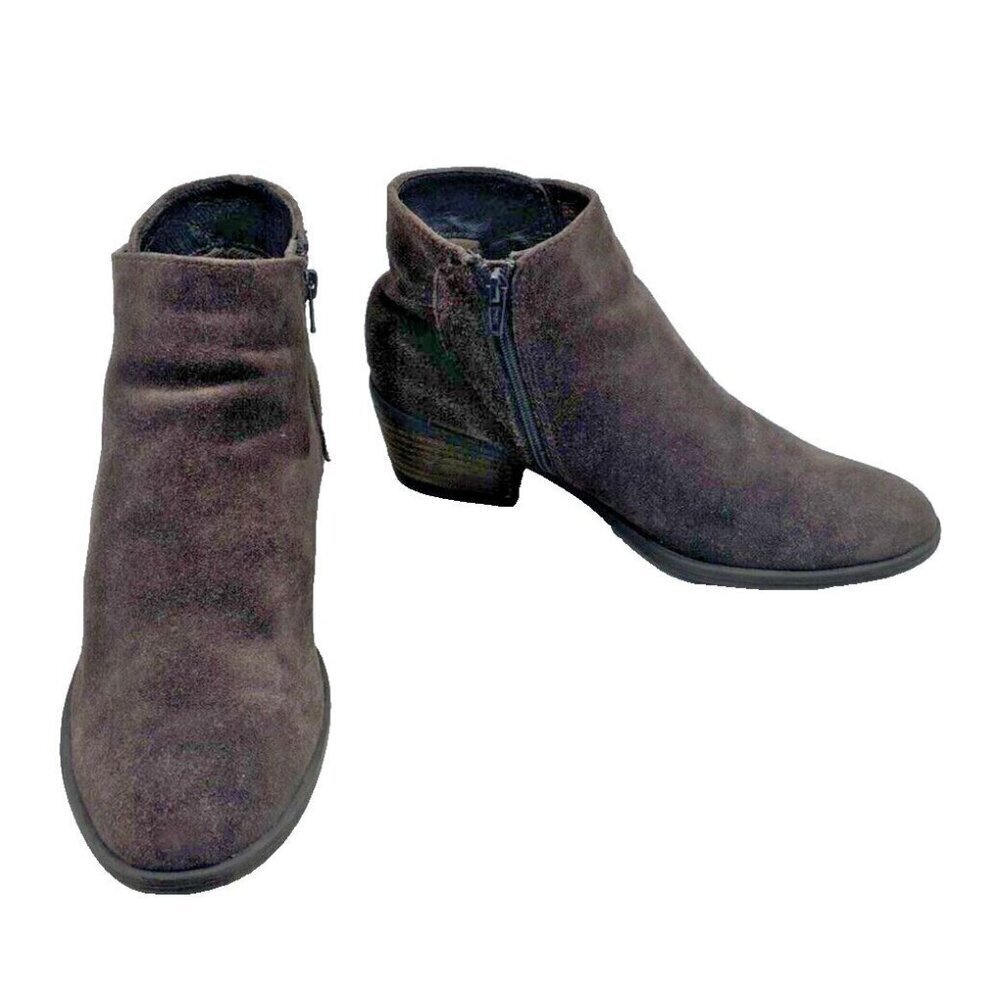 Josef Seibel Womens Brown Suede Boots Booties Zip Winter Fur Lined Sz 6.5 / 37